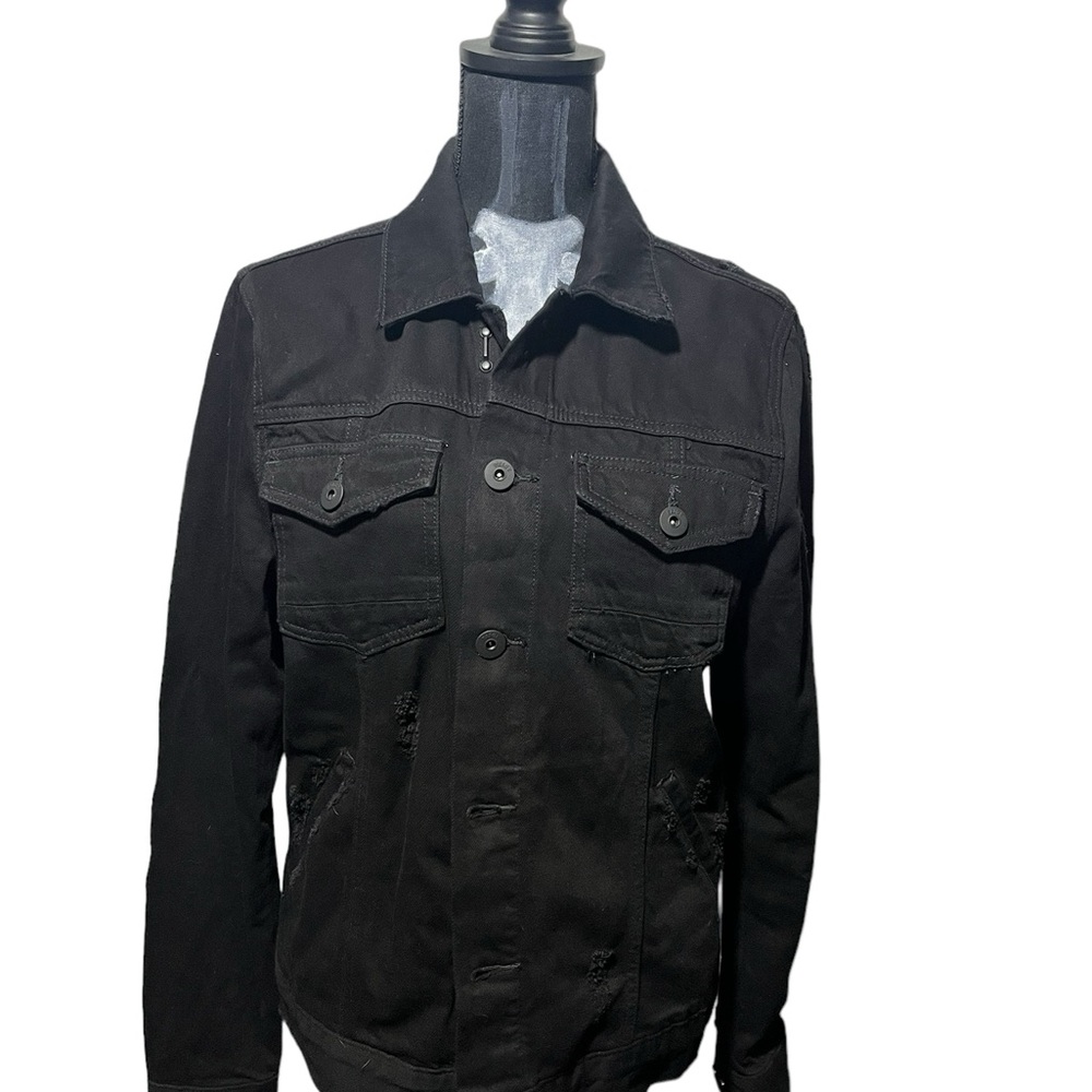 PAIGE Vermont distressed denim jacket black size small